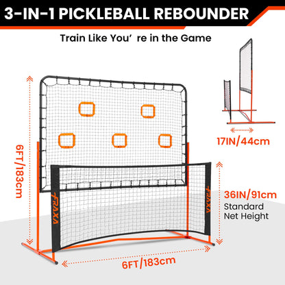 Fraxa Pickleball Rebounder Training Equipment - Pickleball Net for Solo Practice Drives Dinks Volley Accuracy - Portable for Outdoor Driveway Backyard Indoor Garage
