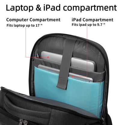 DUSLANG 17 Inch Laptop Backpack for Travel Water Resistant College Backpack for Men Women Laptop Bag with USB Charging Port Tablet Sleeve Bag, Black