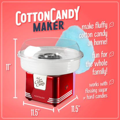 Nostalgia Vintage Hard and Sugar Free Candy Countertop Cotton Candy Maker, Includes 2 Reusable Cones And Sugar Scoop – Pink