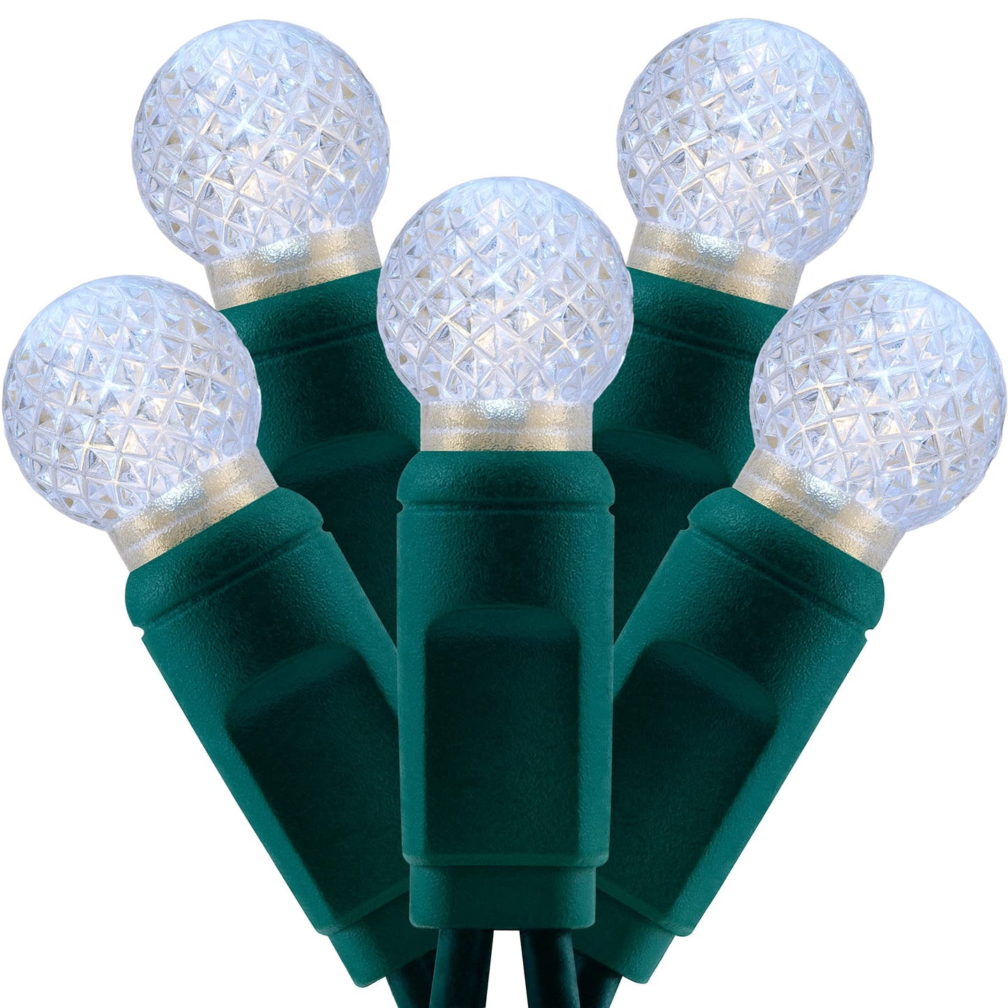 YULETIME Cool White One-Piece G12 Raspberry Christmas Lights 140 Count 48 Feet, 2 Sets 70 LED 24 ft High Waterproof UL Certified String Light (Cool White)