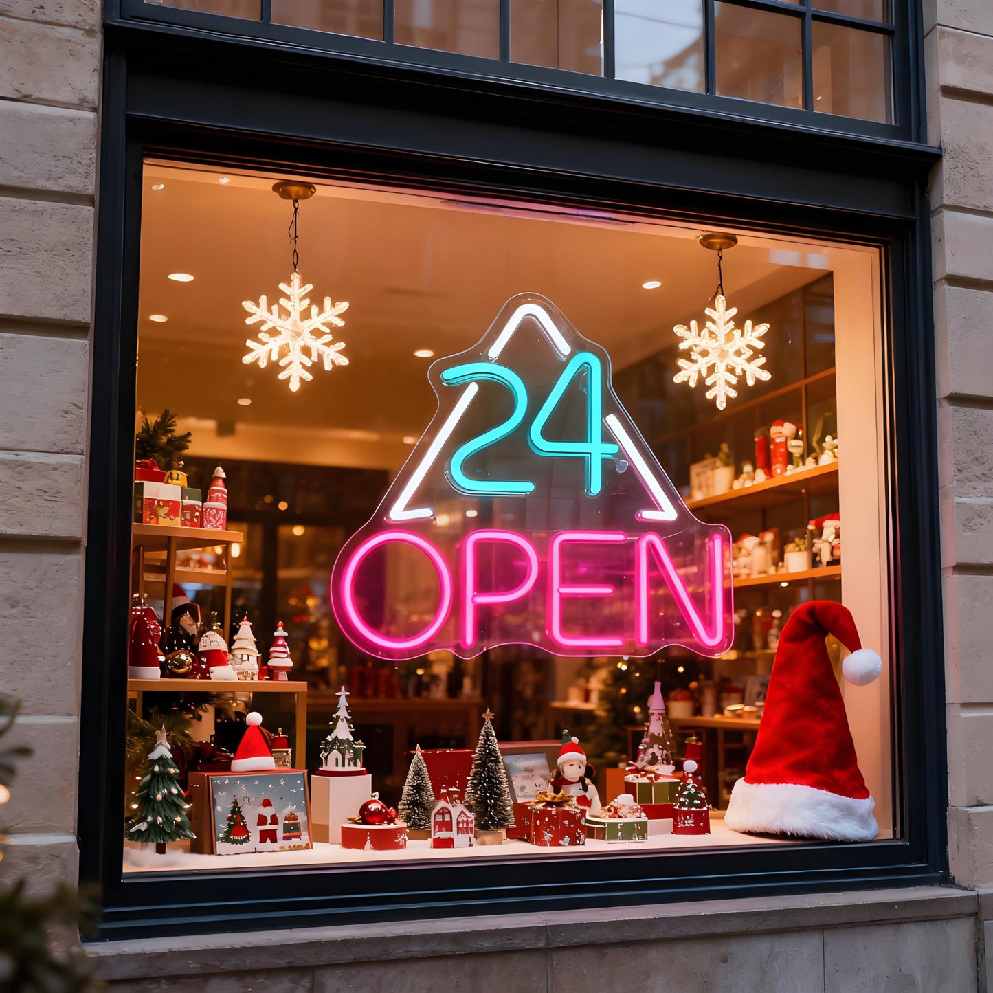24 Open Neon Sign for Business - Dimmable USB Powered 24 Hour Open Sign for Cafe Bar Restaurant Retail Store Bakery Small Business Wall Table Neon Light Decor 15.7 x 13.8 In