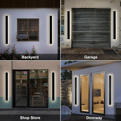 2PCS 40in LED Long Wall Light, Outdoor Wall Light Fixtures,Dimmable Wall Sconce Long LED Linear, Exterior Front Porch Light 3000-6000k,Outdoor Light Fixtures Wall Mount for Courtyard Exterior