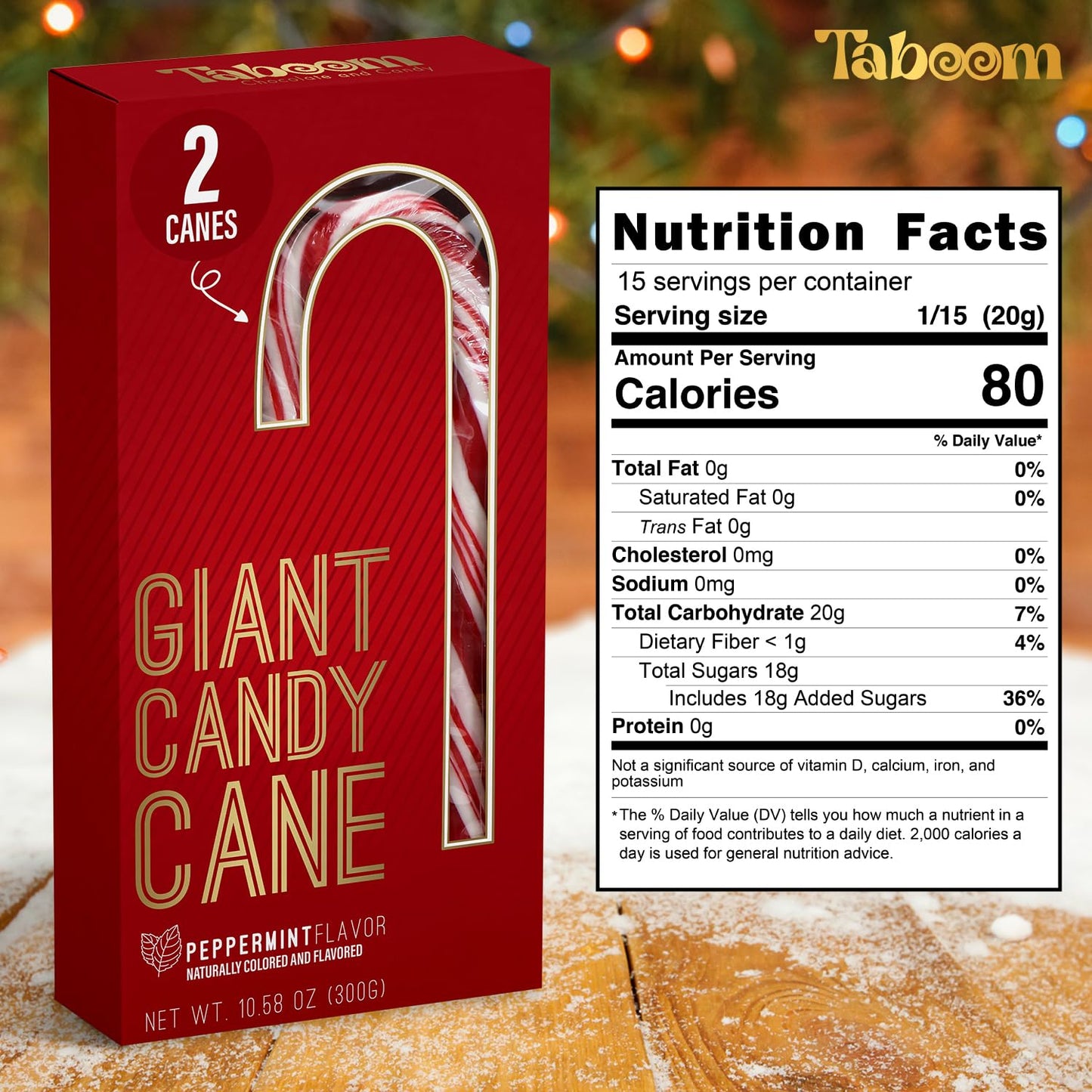 Giant Candy Cane Sticks 2 Pack Gift box - 10 Inch Individually Wrapped Dye-Free Christmas Candy Peppermint Flavor For Stocking Fillers, Holiday Party Favor, Gift Decorations