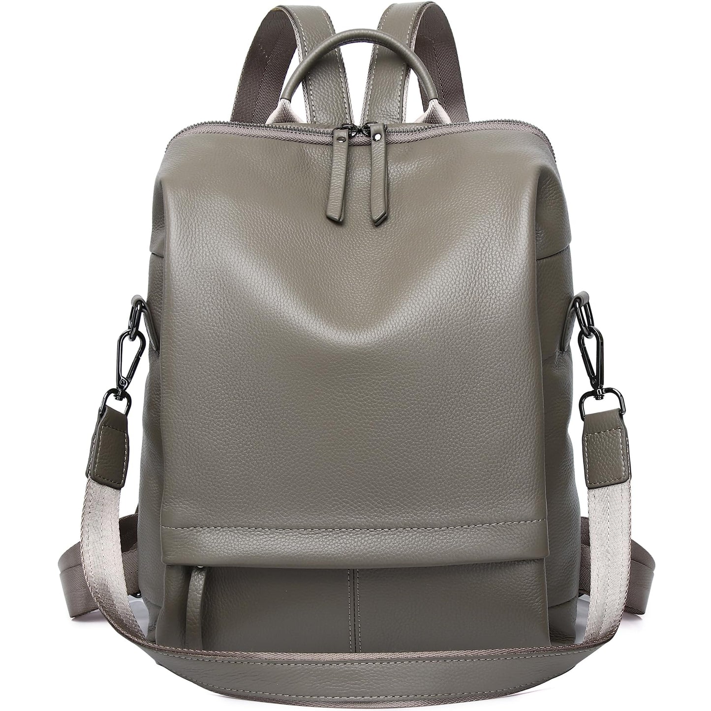 Wesccimo Genuine Leather Backpack Purse for Women, Fashion Designer Soft Backpack with Large Compartment Grey