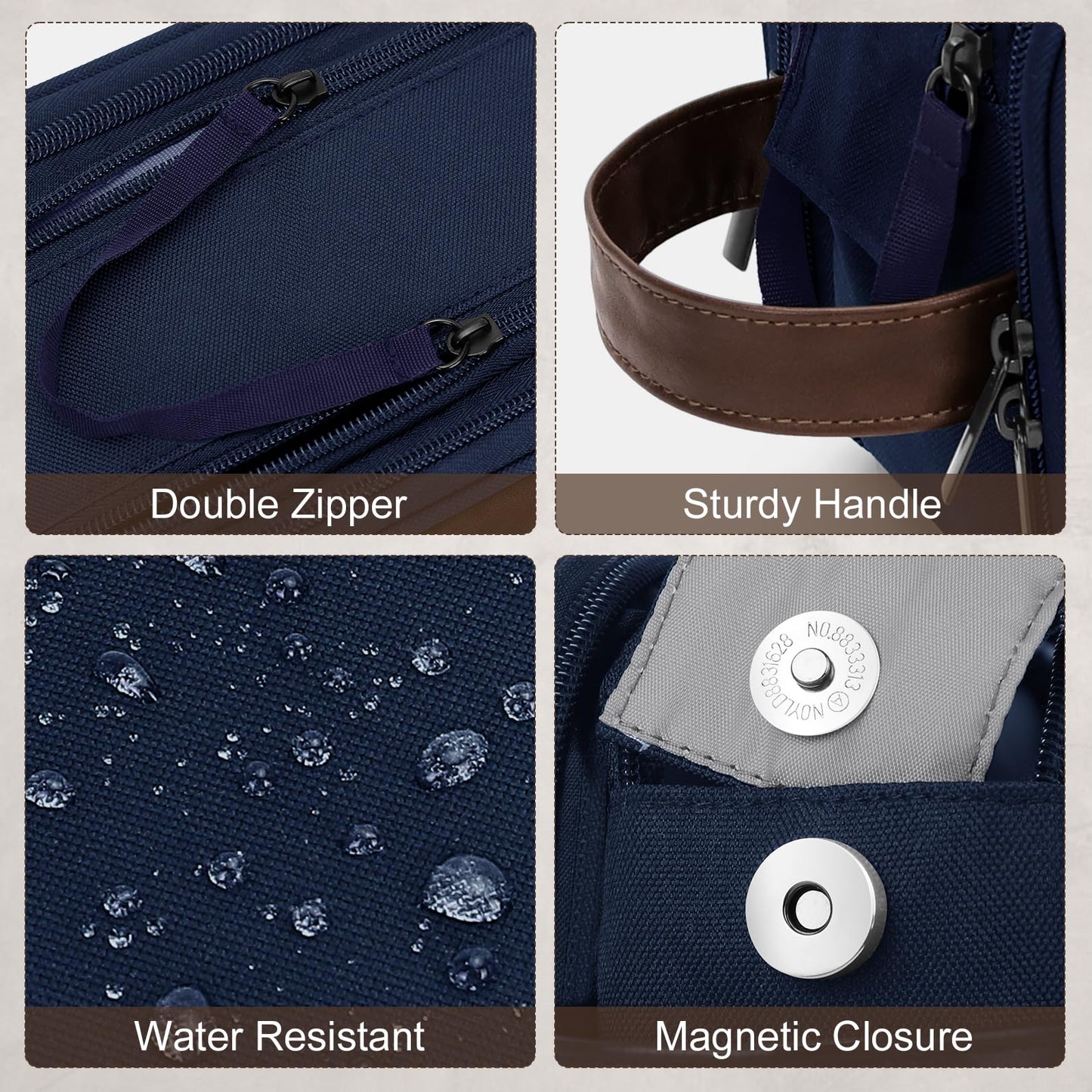 Wedama Toiletry Bag for Men, Medium Hanging Travel Toiletry Bag, Extra Electronic Organizer Bag Waterproof Shaving Bag for Toiletries with PU Handle for Travel Business Trips Swim Camping, Blue