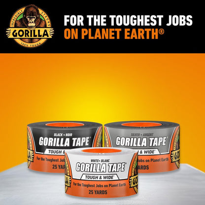 Gorilla Tape Tough & Wide, White Tape, 2.88" x 25 yd (Pack of 1) - Heavy Duty and Weather Resistant for Indoor or Outdoor