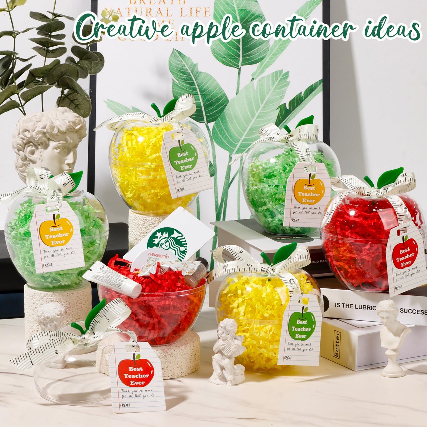 dZbGift Teacher gifts card holder-6pcs plastic apple containers,teacher graduation gifts,back to school,first day of school,teacher birthday gifts