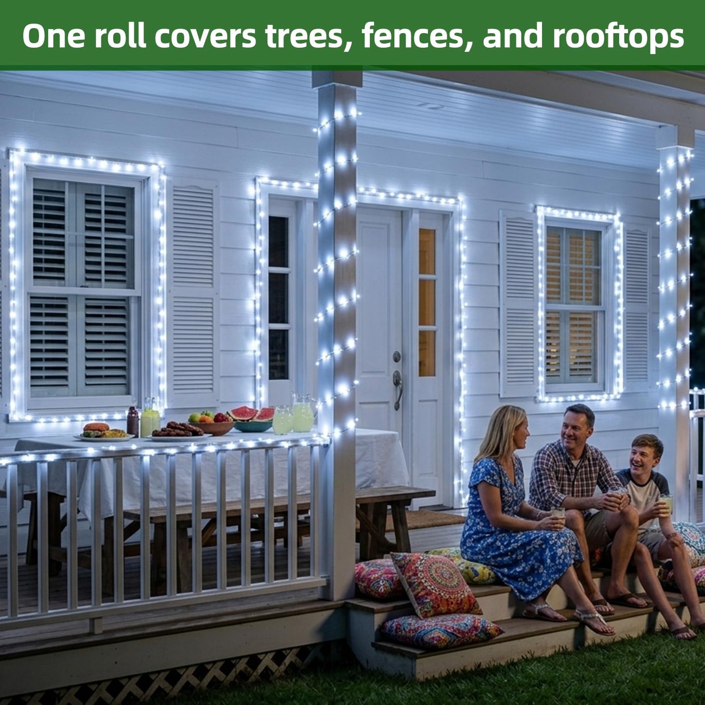 QUHUATU 750 LED 240FT Christmas Lights Outdoor,12 Lighting Modes Christmas String Lights with Timer, Dimmable Cool White LED StringLights Waterproof for Yard Tree Wedding Party Holiday Cool White