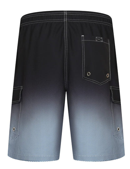 ELETOP Men's Swim Trunks Quick Dry Bathing Suit Swimming Board Shorts Mesh Lining Beach Swimwear Cargo Gradient Black L
