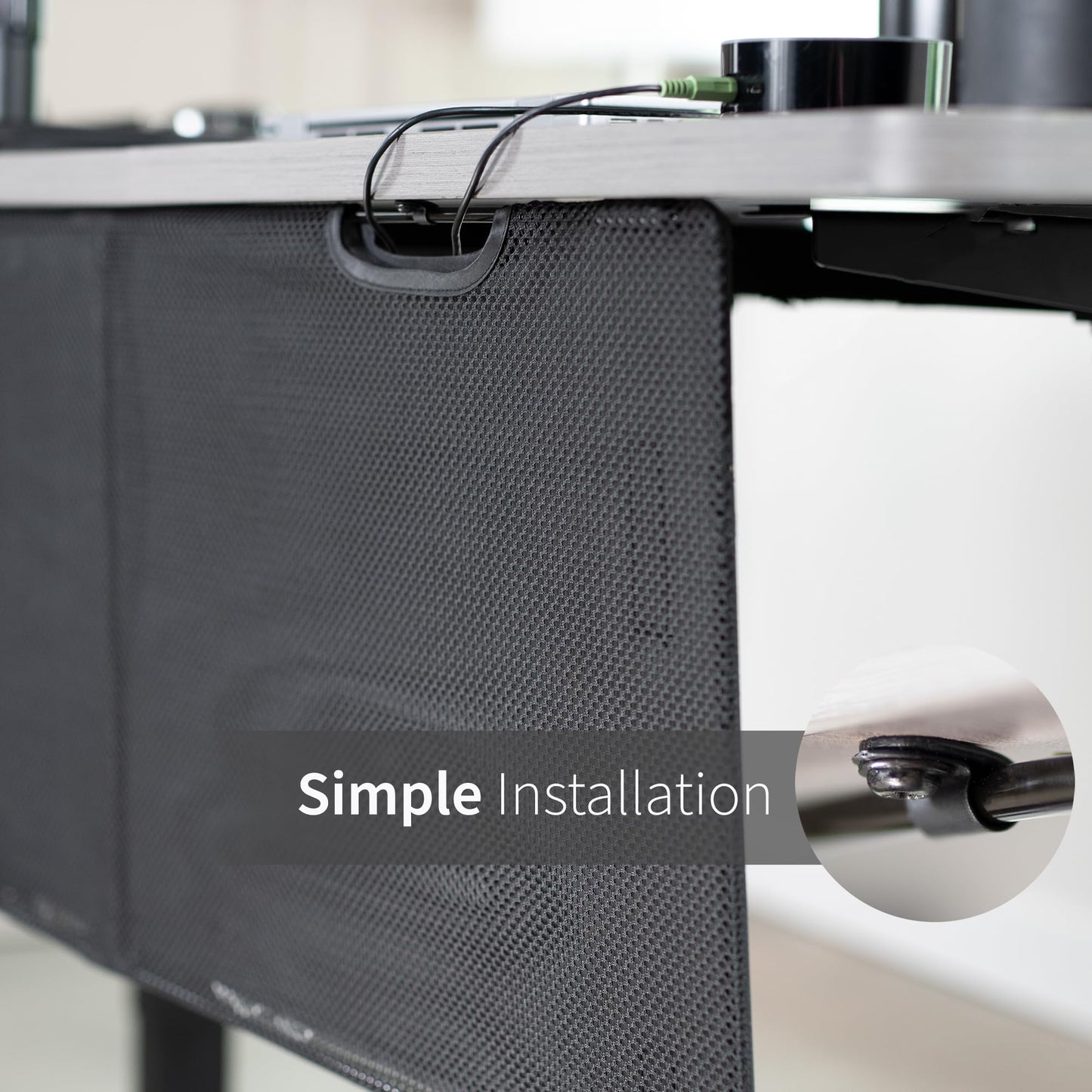 VIVO Black 30 inch Under Desk Privacy and Cable Management Organizer Sleeve, Wire Hider Kit Panel System, DESK-SKIRT-30