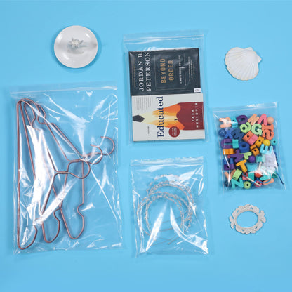Somoga 50 PCS 12" x 12" Large Thick 2.4 Mil Clear Zip Poly Bags Plastic Reclosable Zip Seal Lock Bags Clothing Shoes Toys Prints Zipper Bag