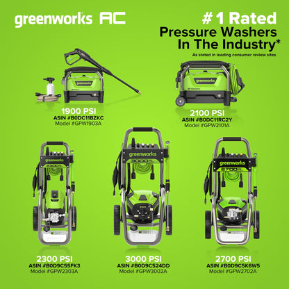 Greenworks Pro Brushless 2300 PSI (SGS Certified) 2.3 GPM Max / 1.2 GPM Electric Pressure Washer (Foldable Handles, Rugged Steel Frame, 25 FT Hose, 35 FT GFCI Power Cord)