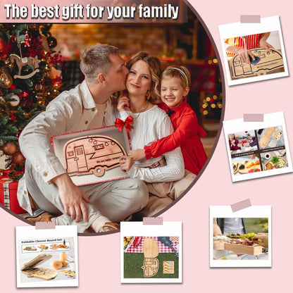 Haigoo Foldable Bamboo Charcuterie Board Set - Unique Cheese Cutting Board Gift Set for Mom, Dad, Couple or House Warming