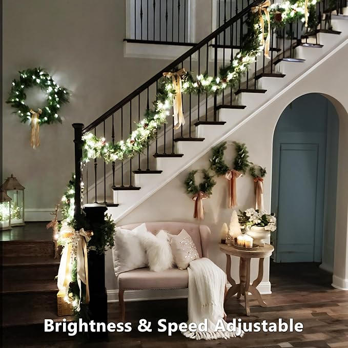 BrizLabs RGB Christmas Lights, 33FT 100 LED Color Changing String Lights with Remote, Dimmable Mini Xmas Light, USB Decorative Light String for Xmas Halloween Mardi Gras Tree Holidays Party Decor
