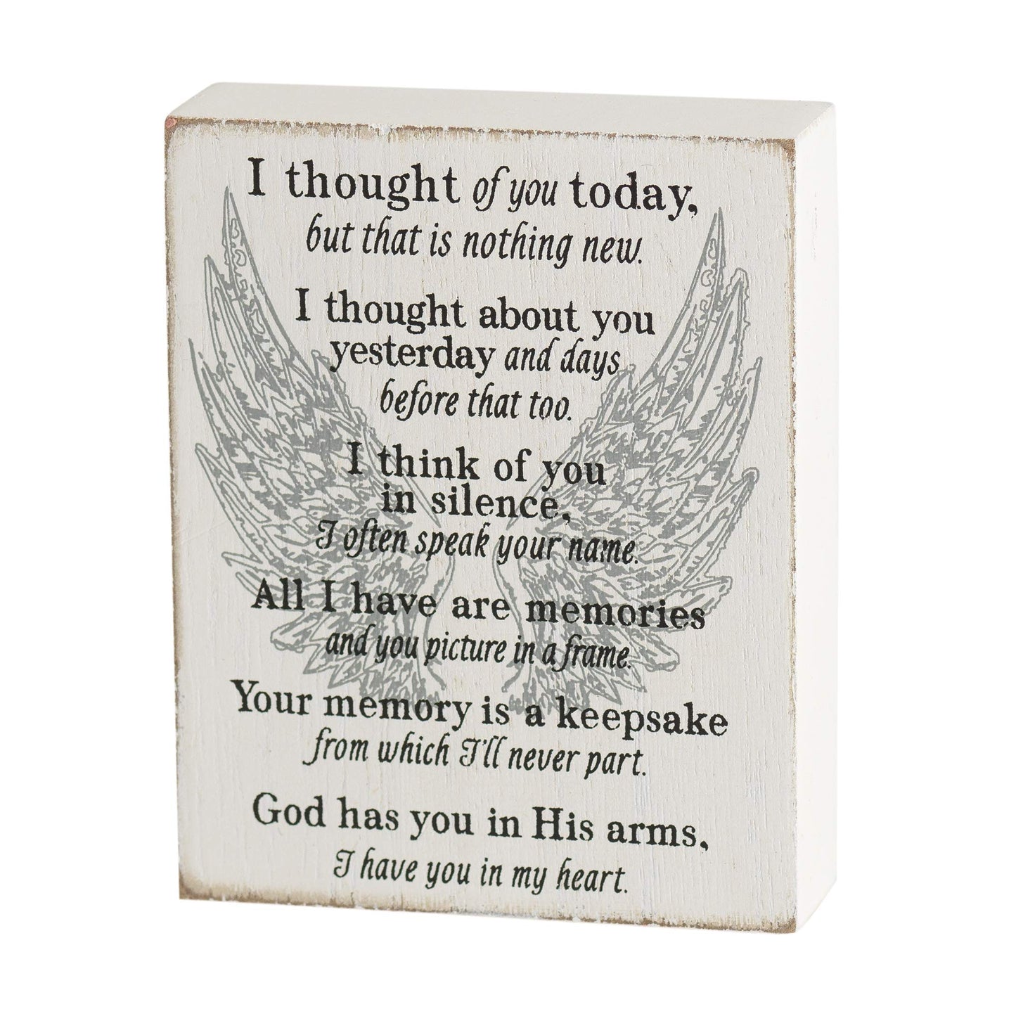 Dicksons Thought of Your Memories Keepsake Black Angel Wings 4 x 3 MDF Decorative Wall Sign Plaque