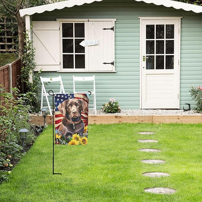 Labrador American Flag Patriotic Dog Garden Flag Welcome Party Outdoor Outside Decorations Picks Home House Garden Yard Decor 12x18 Inch
