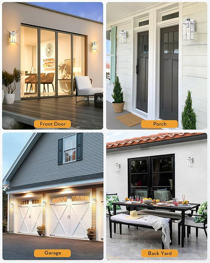 VIANIS 2 Pack Motion Sensor Porch Light, Outdoor Garage Lighting Fixtures Wall Mount, White Outside LED Lights for House, Dusk to Dawn Exterior Sconces Wall Lighting Lantern Lamps for Front Door Coach