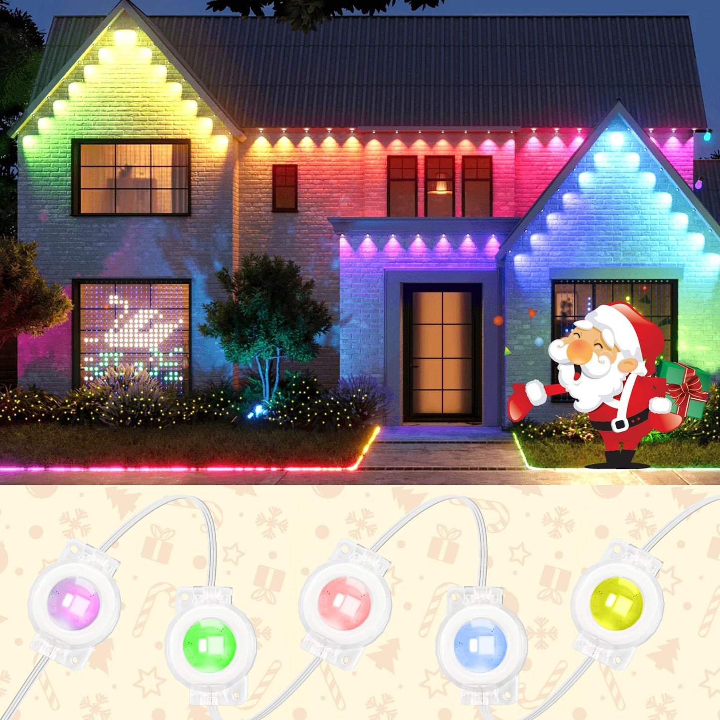DELITOR 111FT Permanent Outdoor Lights,72 RGB Eaves Lights with App Control Remote, IP65 Waterproof Eternity Eaves Lighting, Outdoor Light for Outside Roofline Decor, Party, Holiday Xmas