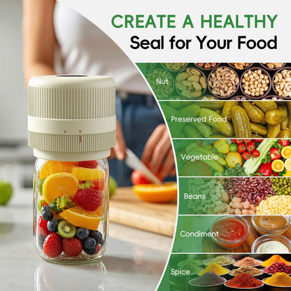 Mason Jar Vacuum Sealer Kit, Electric Sealer for Wide and Regular Mouth Mason Lids, Canning Vacuum Sealer Mason Jar, Automatic Vacuum Sealer Machine for Food Storage - Ivory