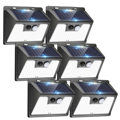 Peasur Solar Lights Outdoor Motion Sensor, 6 Pack 140 LED Solar Powered Fence Light Waterproof, 3 Modes Security Wall Lighting for Outside Yard Deck Garden