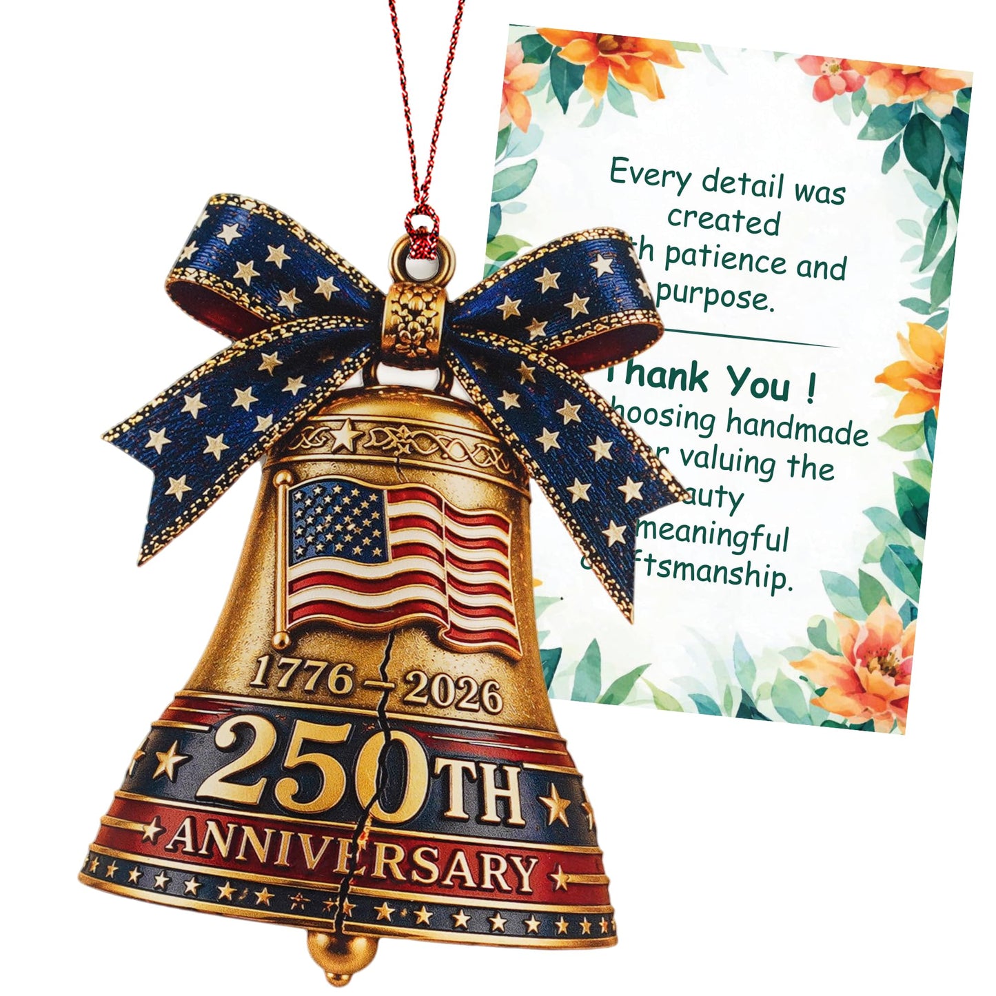 250 Anniversary USA Merchandise - Christmas Ornament 2026 - United States 250th Anniversary Decor – America 250 Years Patriotic Home Decor, Fourth of July Decorations, Independence Gift