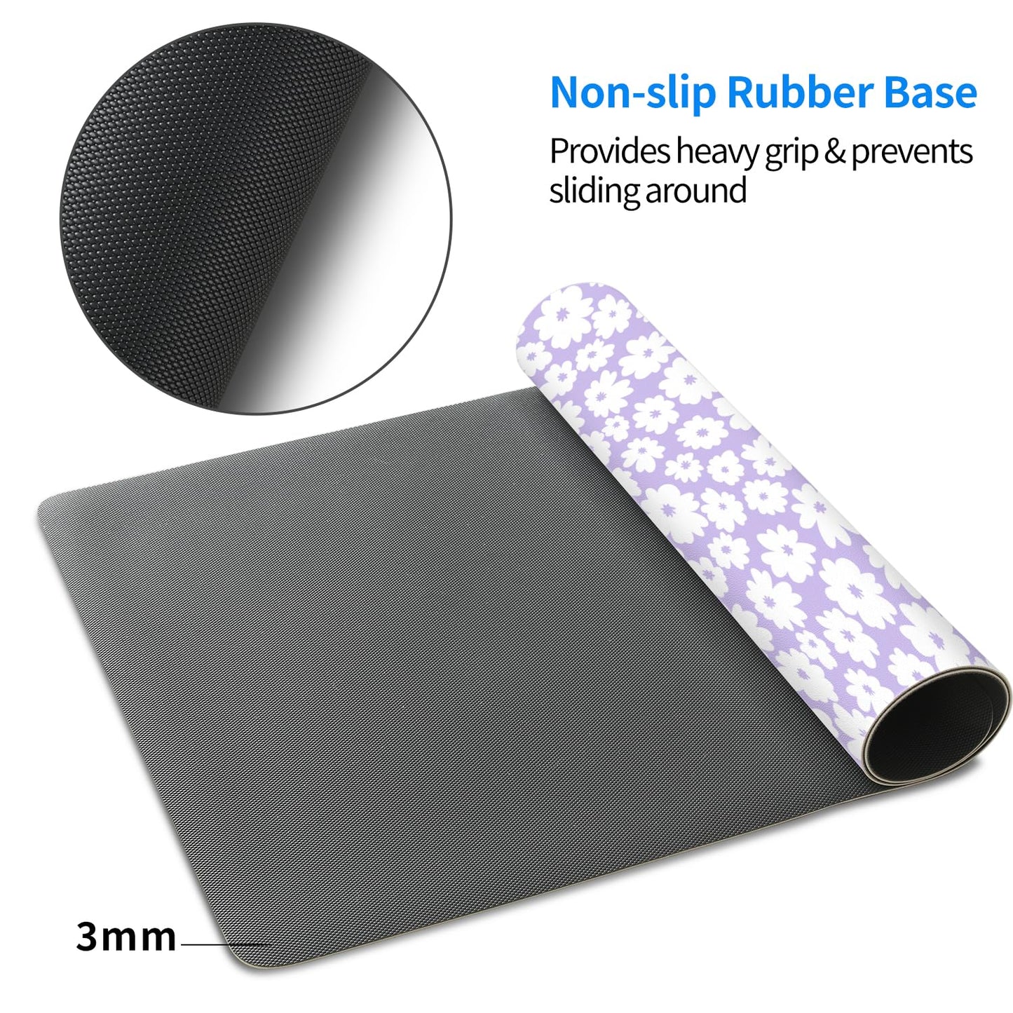 MAYCARI Kawaii Purple Flower Extended Gaming Mouse Pad Large, 31.5"X15.7" Big Mouse Pad with Non-Slip Base Long Computer Keyboard Mouse Mat for Home Office Work