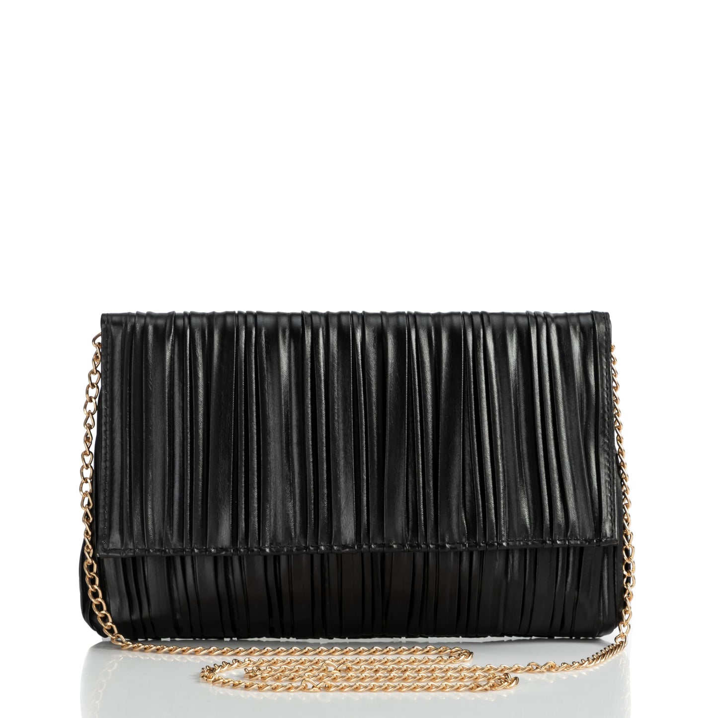BABEYOND Clutch Purses for Women - Evening Bag Pleated Flap Clutch for Formal Party Cocktail Prom Wedding Handbags (Black)