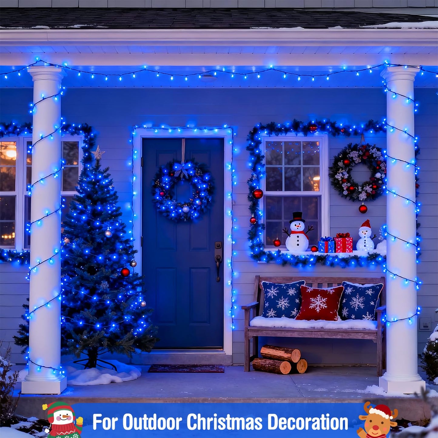 JMEXSUSS Blue 400 LED Christmas Lights Outdoor, 132ft Christmas Tree Lights with Remote, Indoor Blue String Lights Plug in for House Christmas Bush Decorations