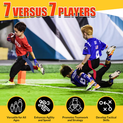 MIUONO Flag Football Belts, Flags for Flag Football Set 14 Player, Flag Football for Kids Adults and Youth Training Equipment (Red and Blue)