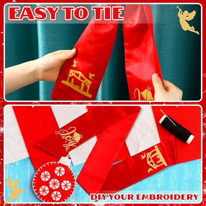 Wreath Sash for Front Door Wreath Satin Sash Blank Sashes Embroidery Monogram Yard Doorway Indoor Outdoor Wall Ribbon Bow Home Decor(Red, Gold,Nativity)