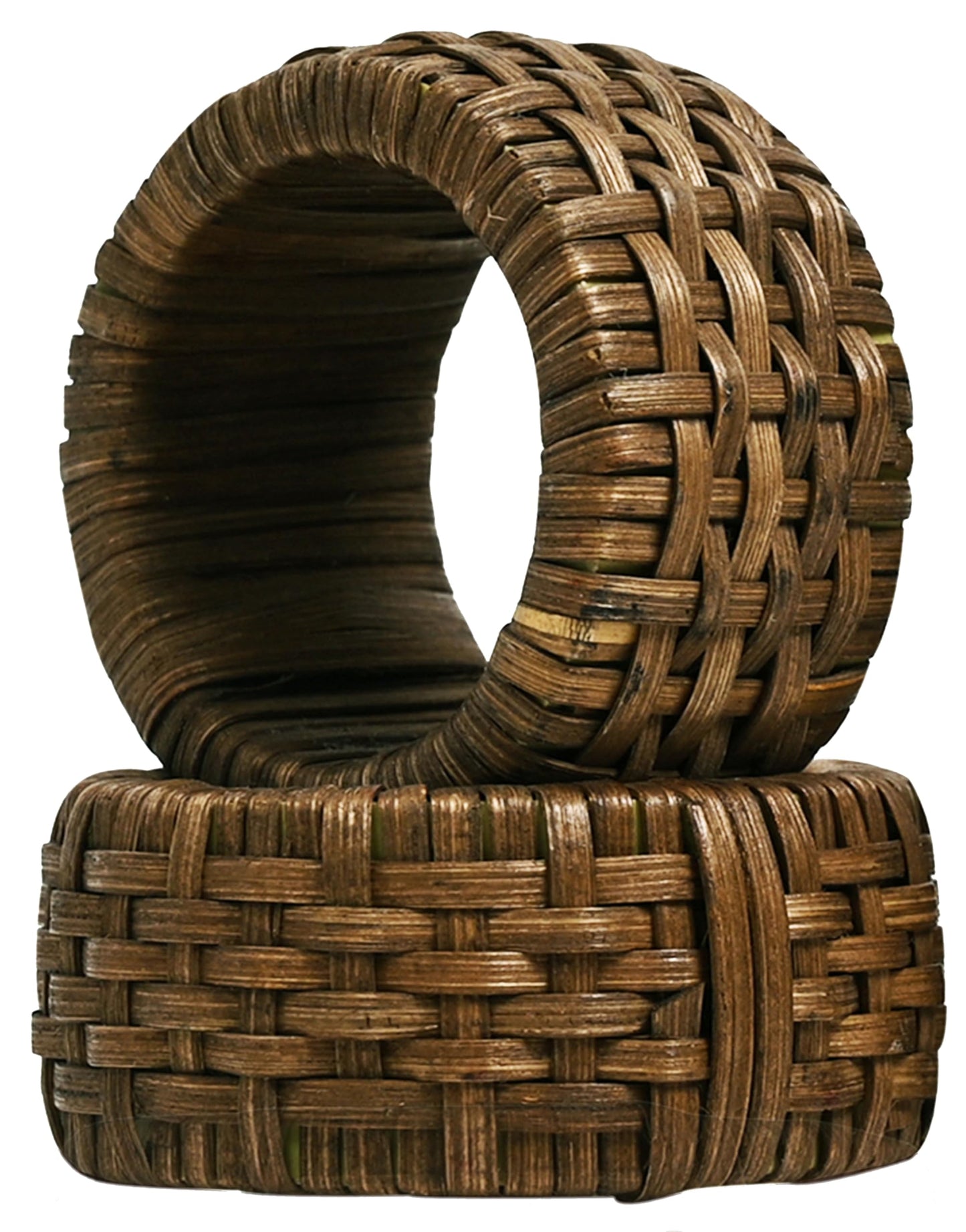 CLEENTABLE Decorative Jute Napkin Ring, Cane Napkin Rings Set of 12 - Hand Woven Napkin Holders for Farmhouse, Rustic, Holiday, Wedding, Easter, Thanksgiving, Xmas, Boho & Fall Table Décor (Walnut)