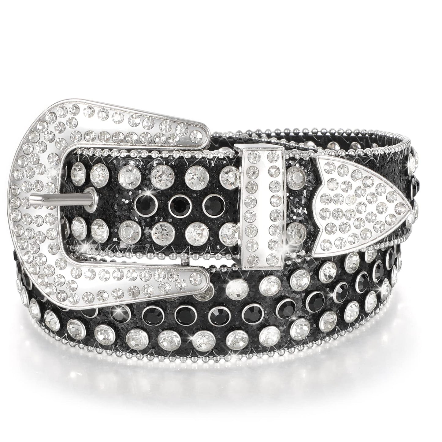 JASGOOD Women Men Rhinestones Belt,Bling Western Cowgirl Cowboy Studded Leather Belt Diamond Waist Belt for Jeans Pants