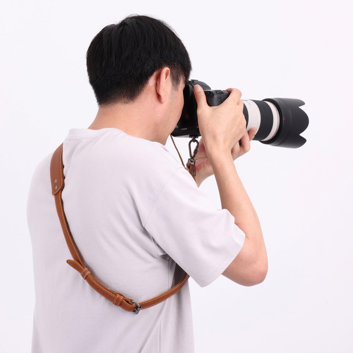 Padwa Lifestyle Tan Single Camera Harness Strap for One Camera - Professional Single Full Grain Leather Camera Harness,Quick Release Gear DSLR Camera Straps for Photographers