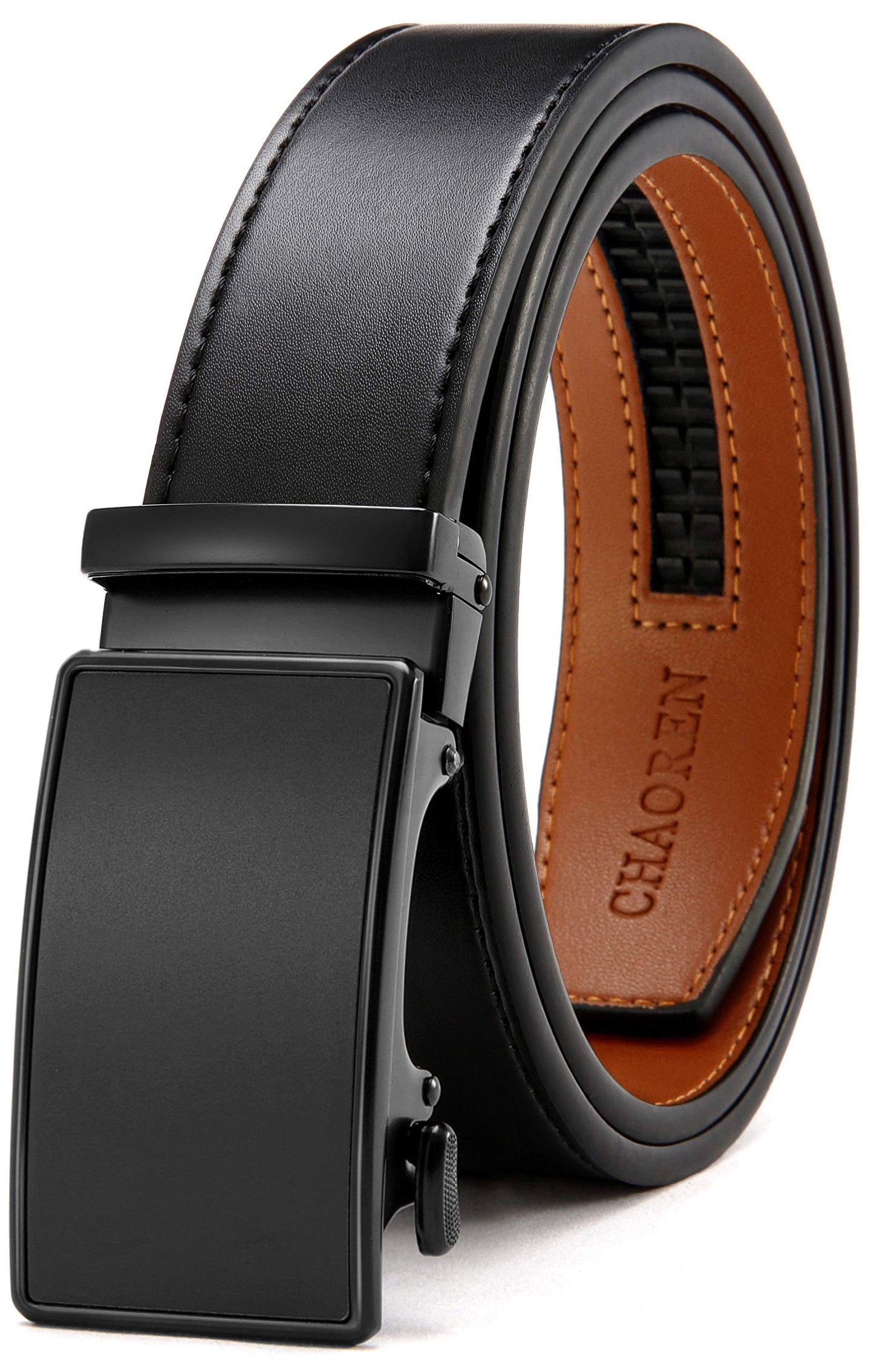 CHAOREN Mens Belt Leather Ratchet Belt - Customizable Fit, Effortless Style (35mm)