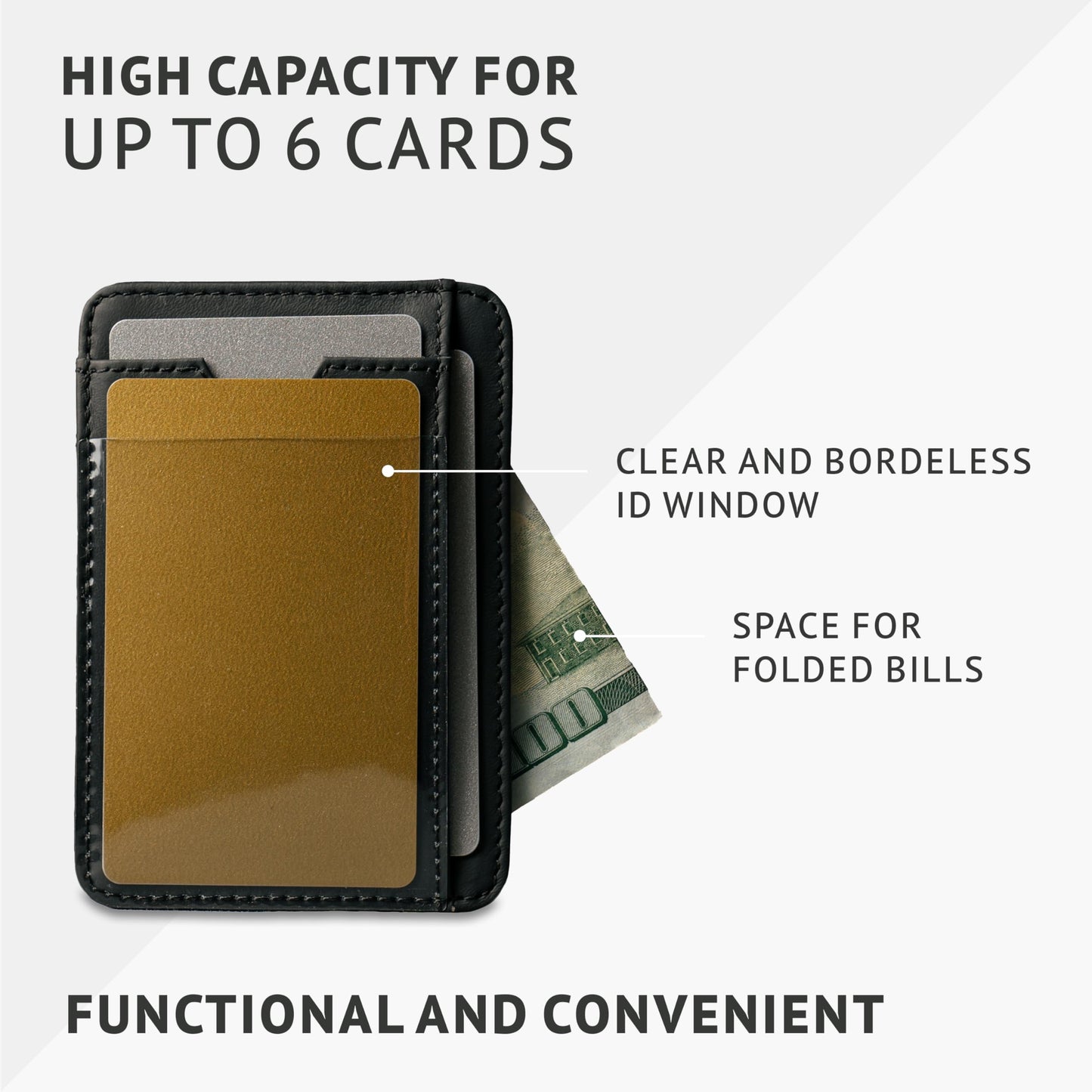 Vaultskin BRIXTON Slim RFID Wallet for Men - Leather Front Pocket Minimalist Card Holder Wallet with ID Window & Gift Box (Jet Black)