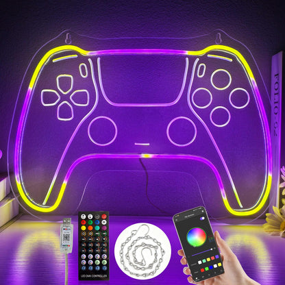Eeutiwe Gamer Room Decor for Boys, Led Neon Lights for Wall Decor 16.7×11.8 Inch Led Gaming Lights with Remote and App Control Dimmable Gamer Wall Decor as Gamer Gifts for Men