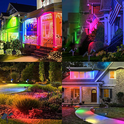 Solar Color Changing Lights Outdoor Waterproof, 7 Modes/8 Pack Halloween Christmas Multicolor RGB Solar Spot Lights, 180° Adjustable Solar Powered Landscape Spotlights for Outside Yard/Garden