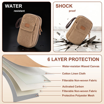 Yarwo Diabetic Supplies Travel Case for Men, Waxed Canvas Diabetes Storage Smell Proof Bag with Leather Clip for Glucose Monitor, Insulin Syringe, Test Strips, Lancets & Diabetic Care Kits (BAG ONLY)