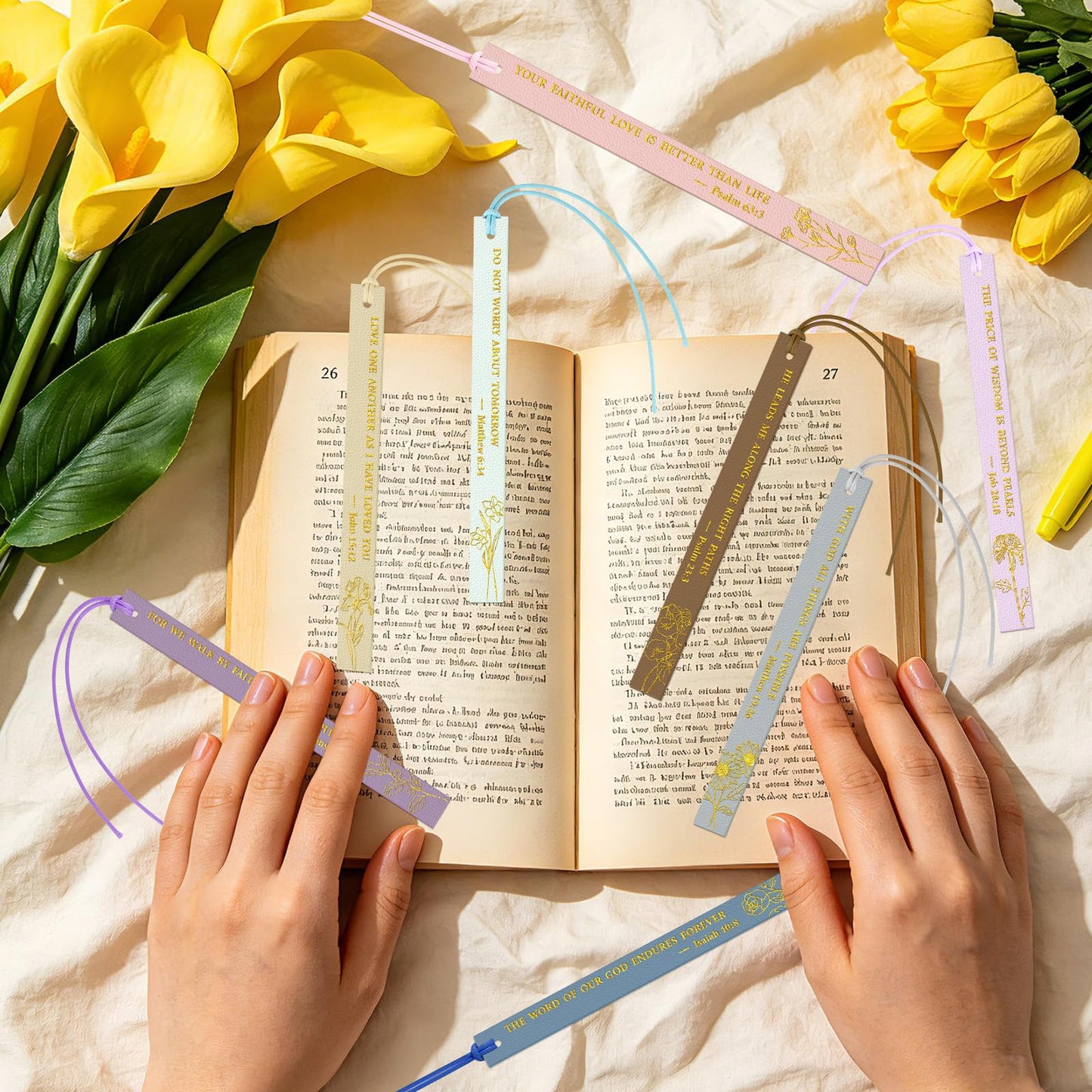 Bible Bookmark Christian Bookmarks, Pretty Bulk Leather Page Markers Religious Verse Scripture Book Marks for Reading Women Men Adults Book Lovers Christian Gifts Personalized Inspirational(20pcs)