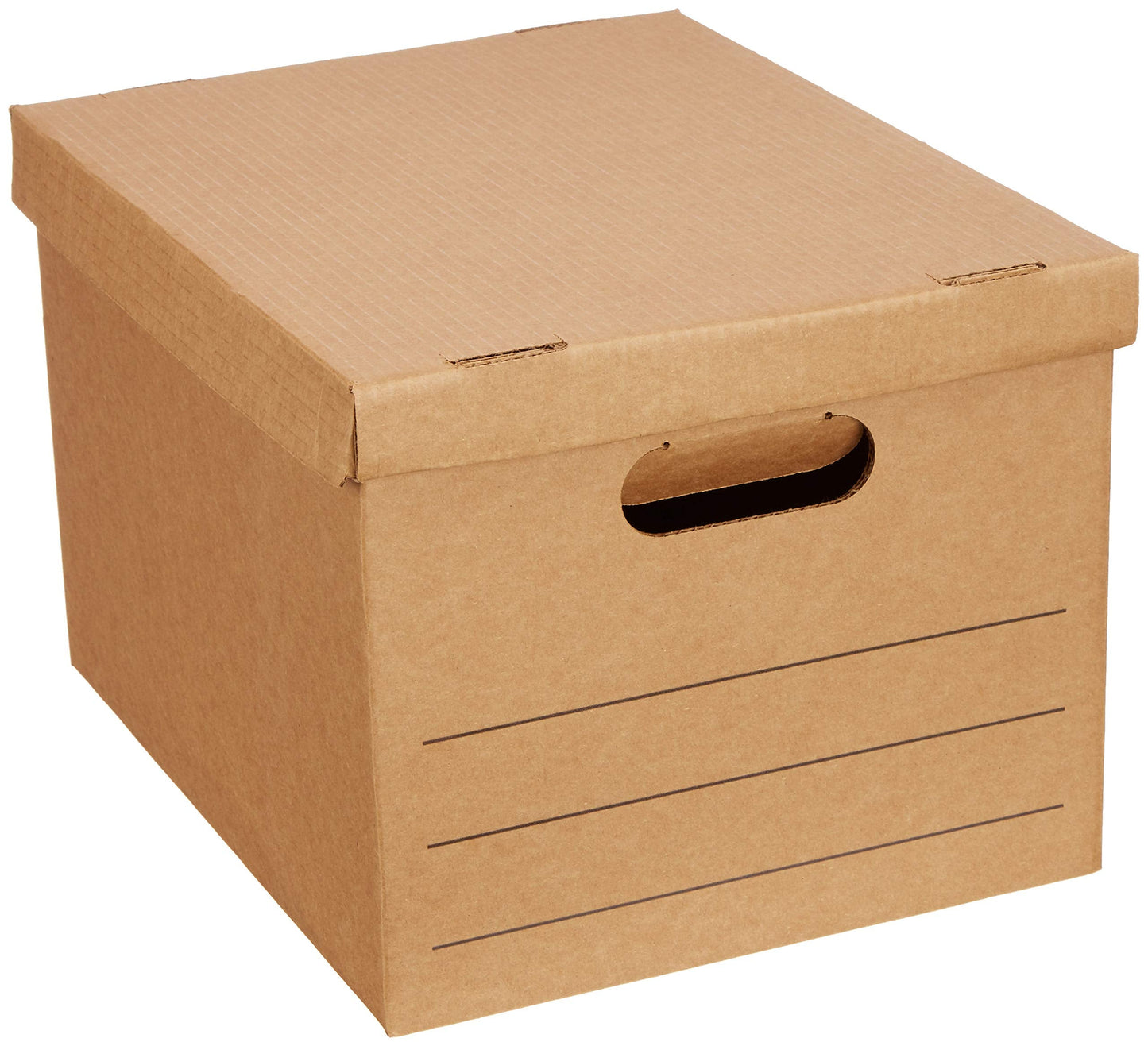 Amazon Basics Moving and Storage Boxes with Handles and Lift-Off Lids, File Storage, Collapsible, 15x10x12 in, Brown, 20-Pack