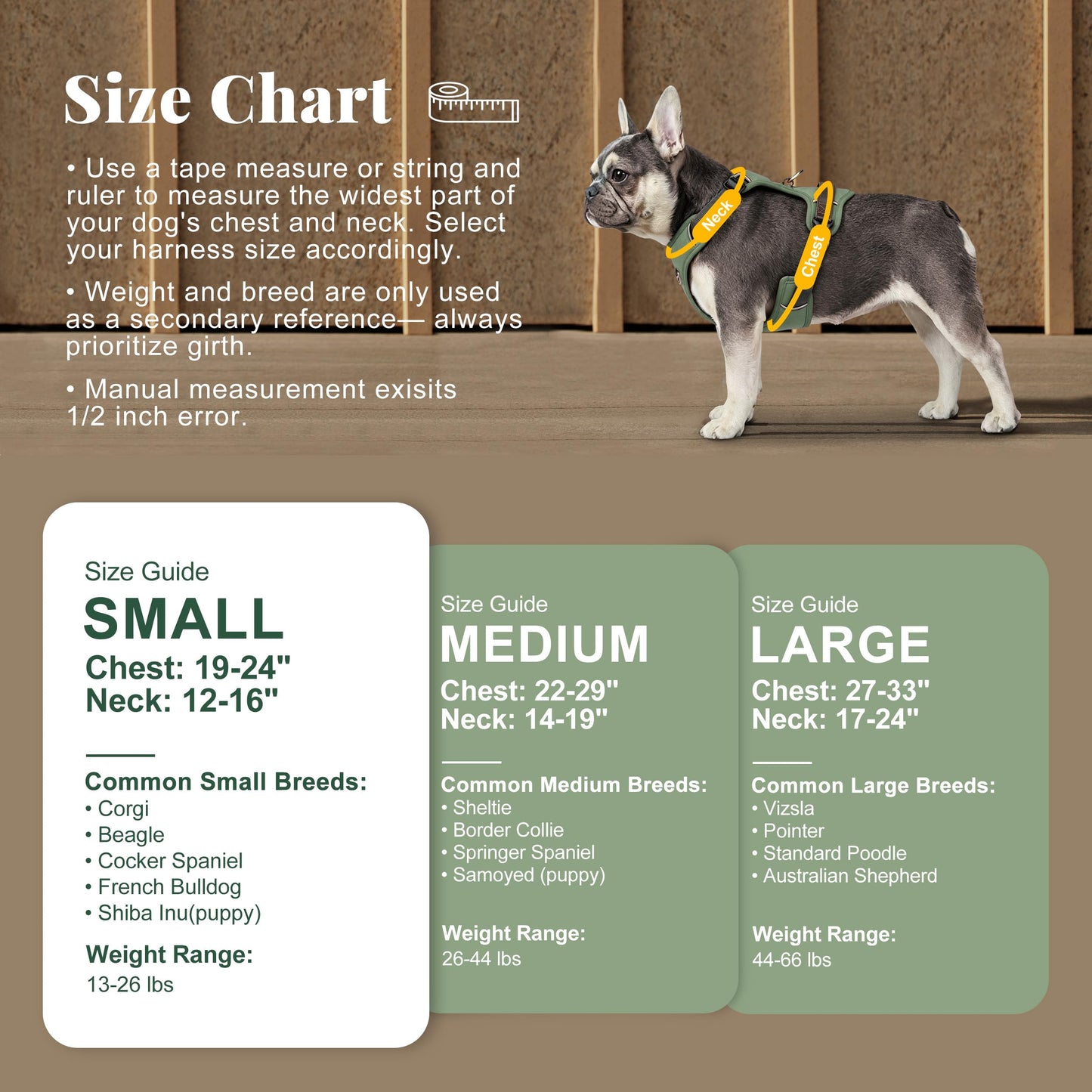 Didog No Pull Dog Harness Small Sized Dog,Classic PU Leather Vest for Small Dogs with Easy Control Handle,No Choke Front Clip,Reflective & Adjustable for Walking,Green,Chest 19-24"
