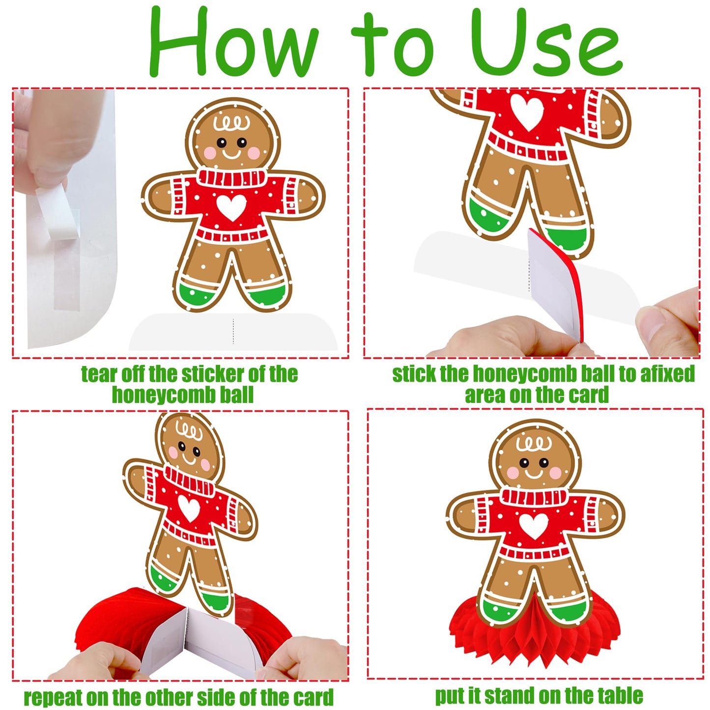 Christmas Honeycomb Centerpieces 12Pcs Gingerbread Man Party Table Centerpieces Gingerbread Party Decorations Merry Xams Snowflake Centerpieces for Winter Holiday Favor Supplies