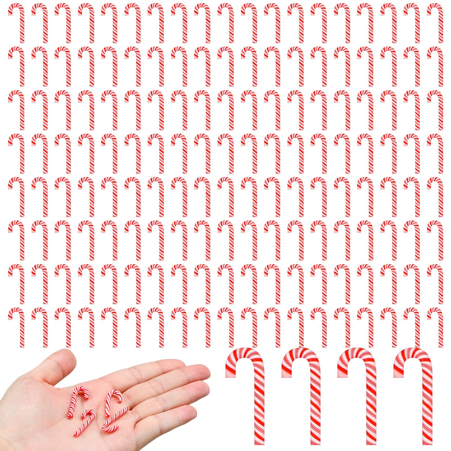 Giegxin 120 Pcs Christmas Mini Candy Cane for Crafts Plastic Fake Candy DIY Craft Supplies Peppermint Ornaments for Christmas DIY Garden Accessories Xmas Phone Case Making