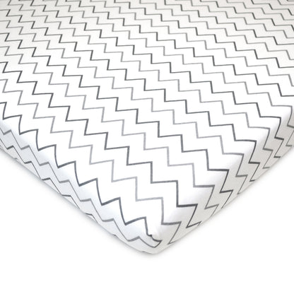 TL Care 2 Pack 100% Natural Cotton Fitted Pack and Play Sheets 39" x 27" - Soft & Breathable Pack N Play Sheets for Playard & Mini Crib Mattress, Gray Star/Gray Zigzag, for Boys & Girls