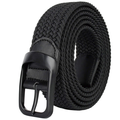 Drizzte Plus Size Mens Belt 67'' Casual Elastic Black Braided Stretchy Fabric Web Belts