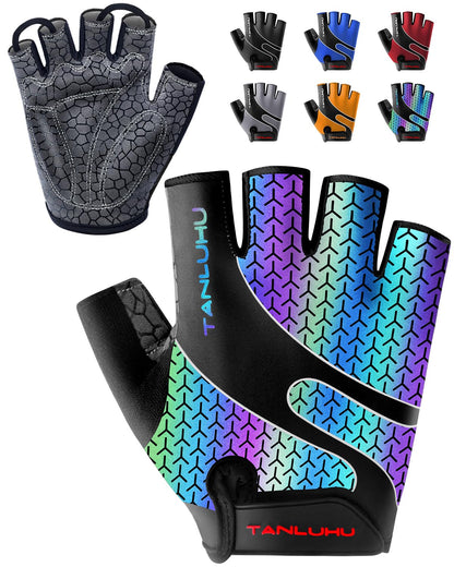 Tanluhu Cycling Gloves - Mountain Bike Half Finger Road Riding Gloves, Breathable, Shock-Absorbing, for Men and Women