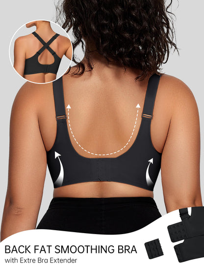 OEAK Womens Wireless Bras V Mesh Comfortable Bralette Supportive Tshirt Bra No Underwire Seamless Push Up Everyday Bras