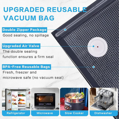 Handheld Vacuum Sealer for Food - Powerful Portable Meal Saver | Includes 20 Reusable Bags