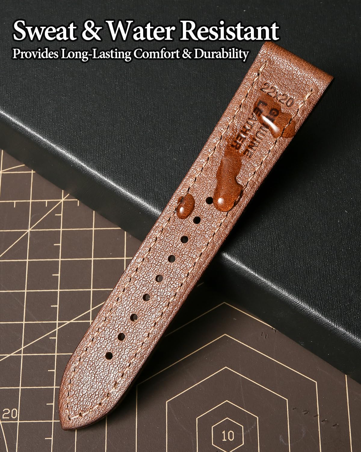 REZERO Leather Watch Straps, Italian Top Grain Leather Watch Band Replacements, Vegetable-Tanned Watch Bracelets for Men, Women 18/19/20/21/22/23/24/26mm