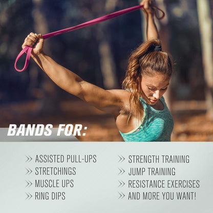 RitFit Pull Up Assist Band - Premium Resistance Band for Pull Up Assistance, Resistance Training, Body Stretching, Powerlifting, Mobility Training (#9 Pink)